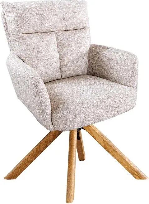 Set de 2 scaune pivotante picioare din lemn Big George sampanie greige texturat