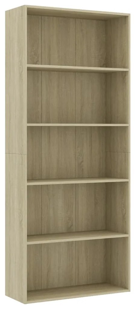801029 vidaXL Bibliotecă 5 rafturi stejar sonoma 80x30x189 cm, lemn prelucrat