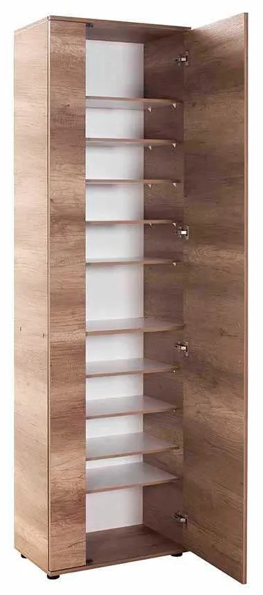Pantofar Adore Porto XL, 2 usi reversibile cu oglinda, 11 rafturi, capacitate 30-34 perechi, Natur, 60 x 212 x 35 cm