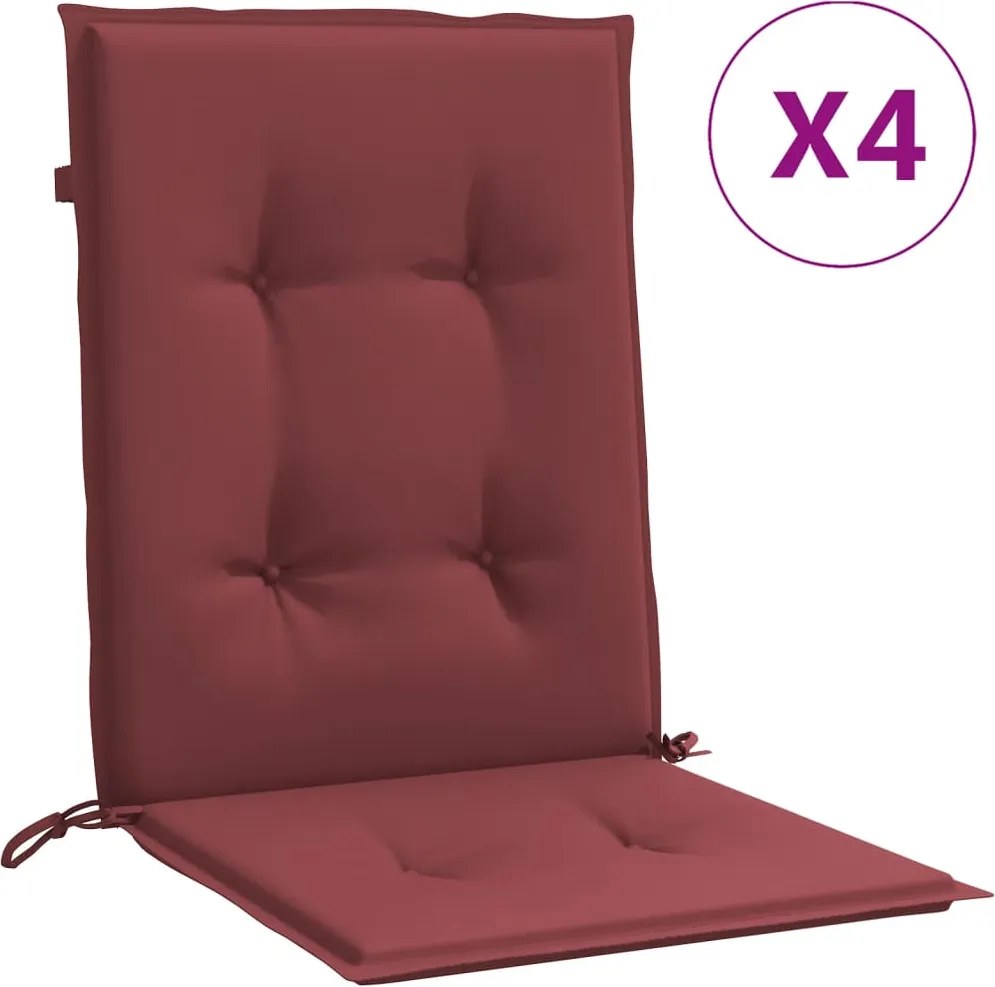 vidaXL Perne scaun spătar mic 4 buc. melanj roșu vin 100x50x4cm textil