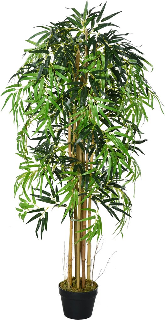 Outsunny Bambus Artificial Inaltime 150cm cu Ghiveci, Planta Artificiala Decor cu Efect Realist pentruCasa, Gradina, Birou, Verde | Aosom Romania
