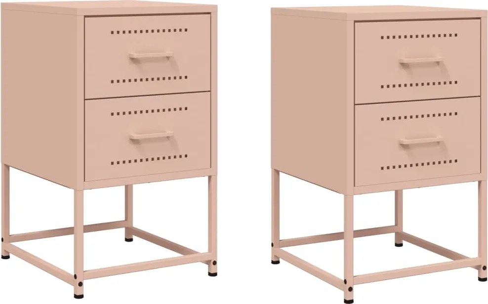 vidaXL Noptiere, 2 buc., roz, 36x39x60,5 cm, oțel