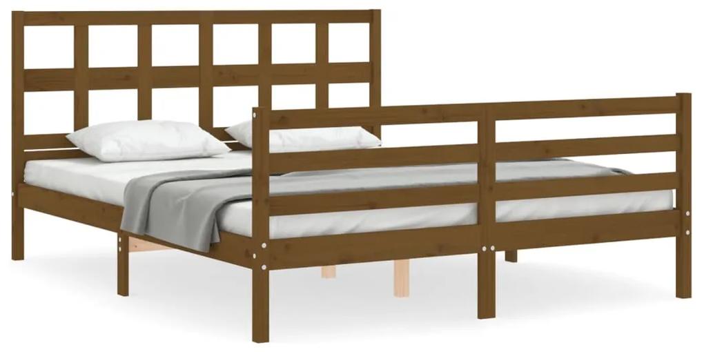 3194844 vidaXL Cadru de pat cu tăblie, maro miere, 160x200 cm, lemn masiv