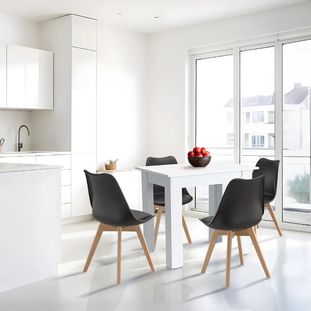 Set de masă Amina 4+1 alb-negru