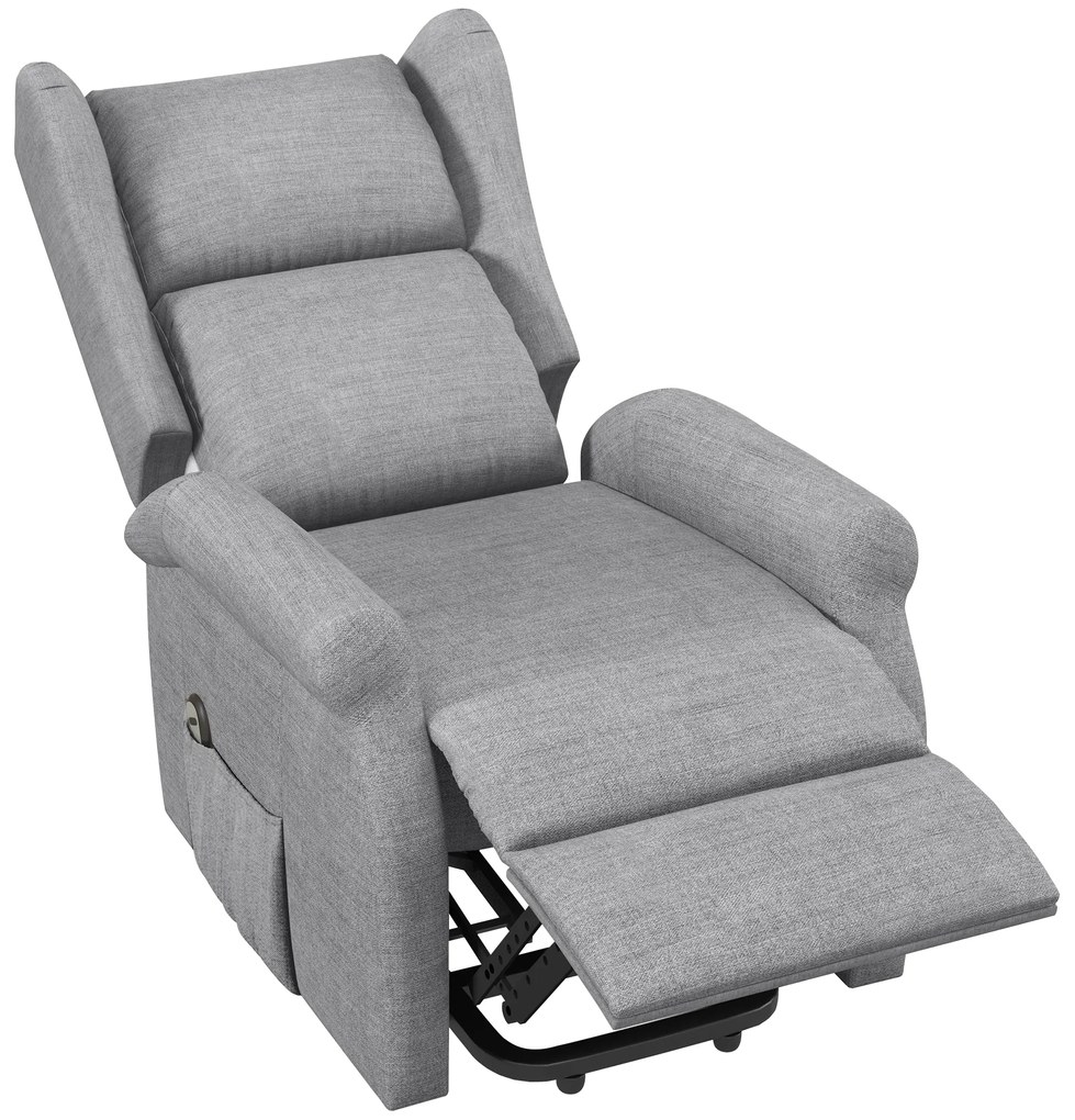 HOMCOM Fotoliu relax, funcție ridicare, funcție de înclinare, până la 200kg, 72,5x94x109cm, Gri | Aosom Romania