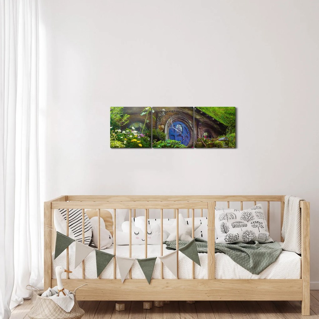 Tablou - Orasul Hobitin (cu ceas) (90x30 cm)