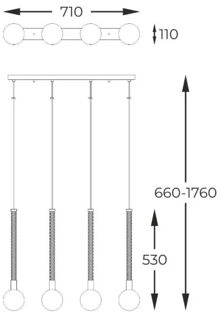 Lustra cu 4 pendule design modern Mida