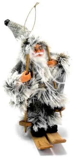 Decoratiune pentru brad, Mos Craciun pe schiuri, 18 cm