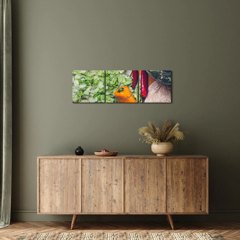 Tablou cu legume (cu ceas) (90x30 cm)