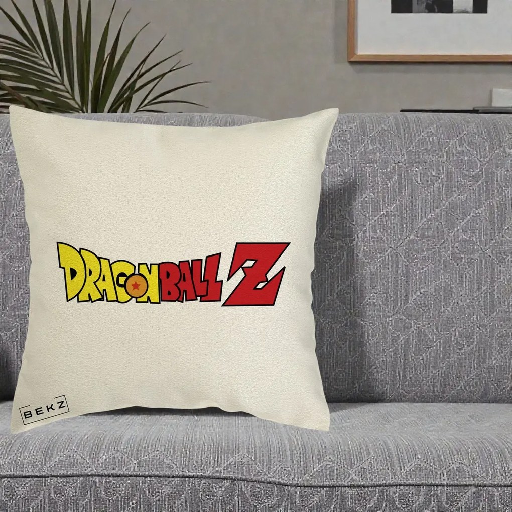 Perna Personalizata Dragon Ball Z Clasic, 40x40 cm, Ecru, Husa Detasabila, Perna Inclusa, BEKZ®