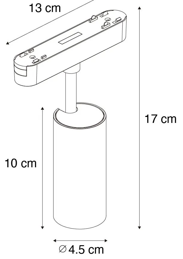 Spotlight modern negru pentru sistem de șine monofazat 9W 3000K - Magnetic Gert