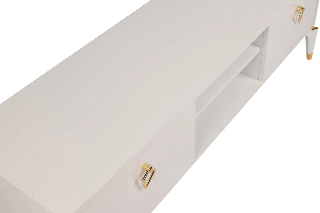 Comoda TV Posh, Alb - Maro inchis, 143 x 47 x 40 cm