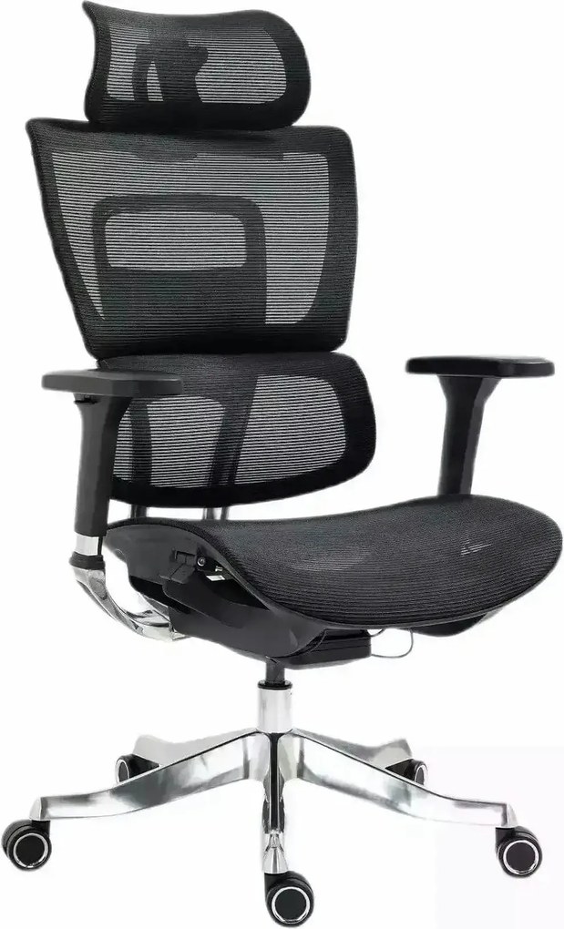 Scaun de birou WINNER LUX, negru/crom, plasa/metal, 64x51x114 cm