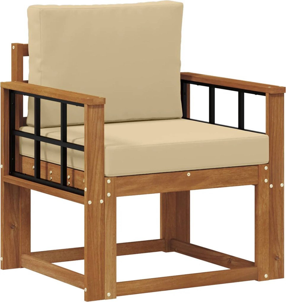 vidaXL Canapea de exterior Lemn de acacia solid și poliester natural