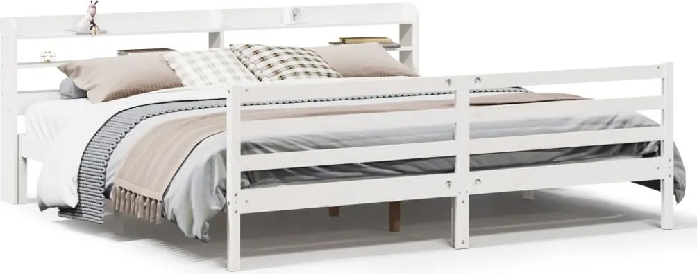 vidaXL Cadru de pat cu tăblie fără saltea, alb, 180x200 cm