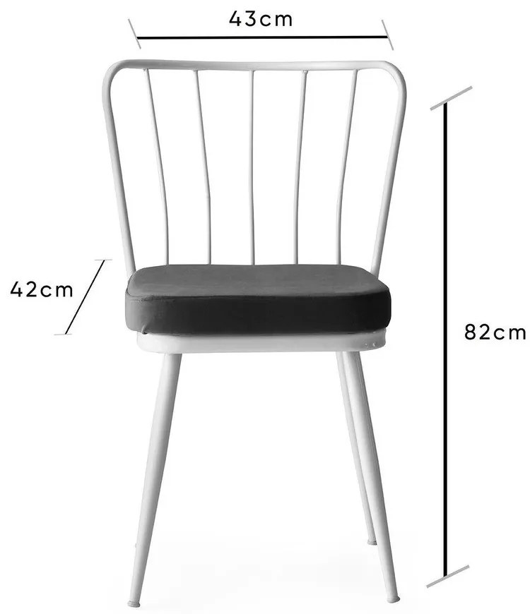 Scaune de dining alb-negru 2 buc. din metal Yildiz – Kalune Design