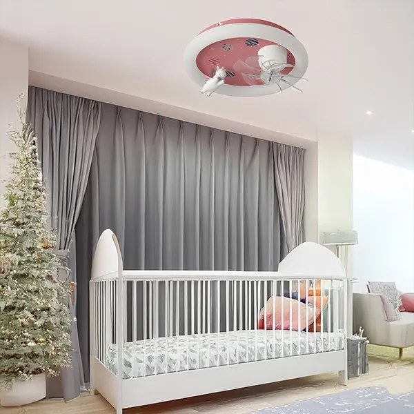 Plafonieră LED reglabilă pentru copii cu ventilator LED/48W/230V 3000/4000/6000K roz