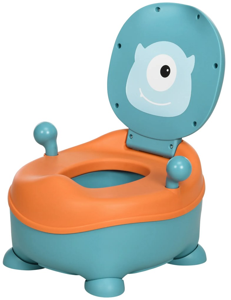 ZONEKIZ Olita pentru Bebeluși 6-36 Luni Olita pentru Copii în Formă de Extraterestru Capac Structură Antiderapantă 35,6x35,7x22,2 cm Albastru | Aosom Romania