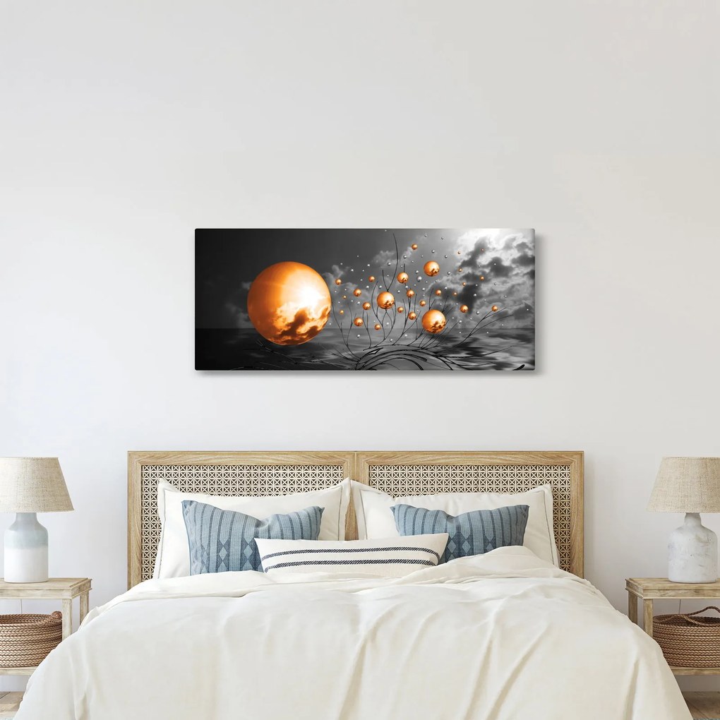 Tabloul bilelor portocalii abstarcte (120x50 cm)
