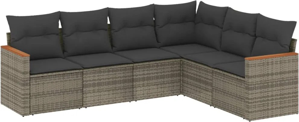 vidaXL Set mobilier grădină cu perne, 6 piese, gri, poliratan
