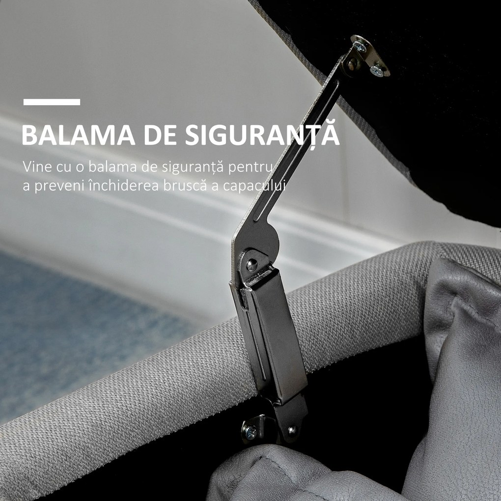 HOMCOM Banca de Depozitare Acoperita cu Tesatura cu Efect de Catifea, Banca de Pat Captusita, 101x38.5x44.5 cm, Gri