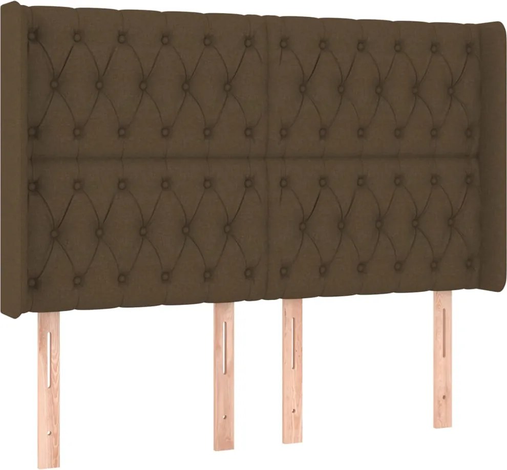 vidaXL Tăblie de pat cu aripioare maro închis 163x16x118/128 cm textil