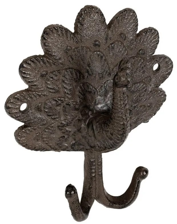 Cuier de perete dublu, din fonta, cu model, Peacock