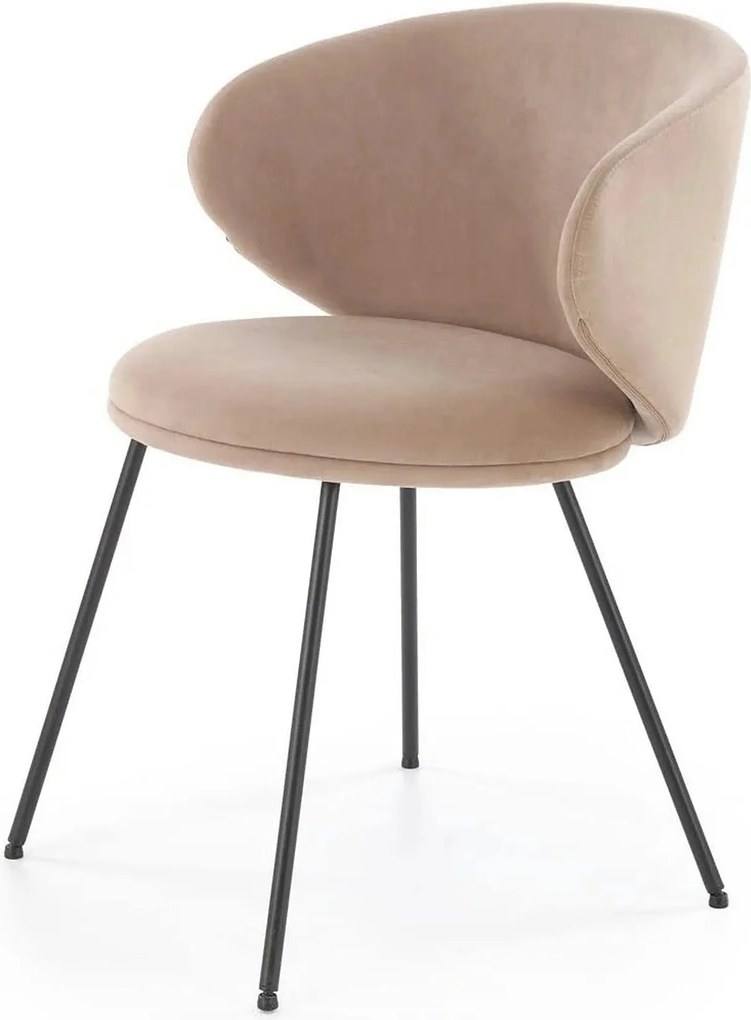Scaun K587, bej - Mavel 38, stofa catifelata/otel, 60x58x77 cm