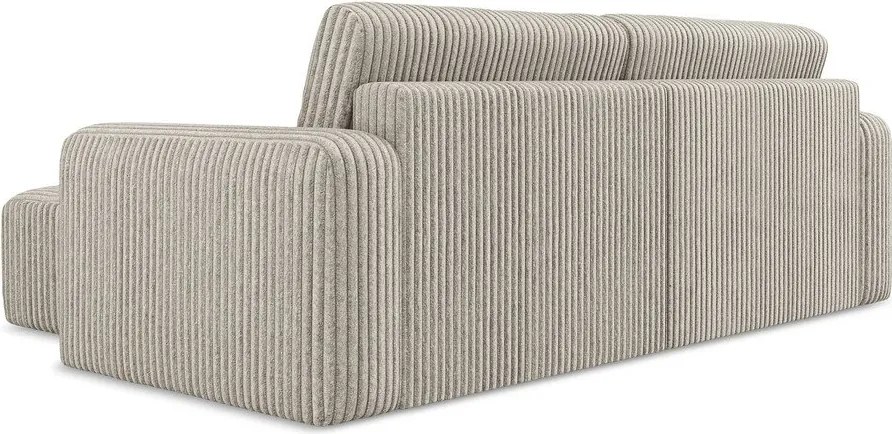 Colțar bej extensibil/cu spațiu de depozitare cu tapițerie din catifea reiată (cu colț pe partea dreaptă/cu șezlong) Kona – Makamii