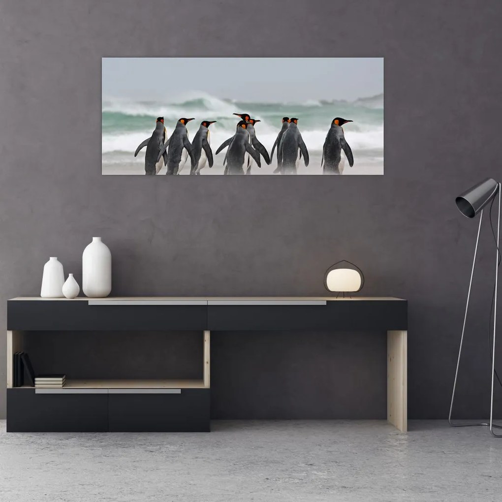 Tablou pinguini în ocean (120x50 cm), în 40 de alte dimensiuni noi