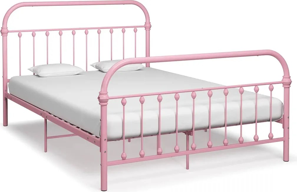 vidaXL Cadru de pat, roz, 120 x 200 cm, metal