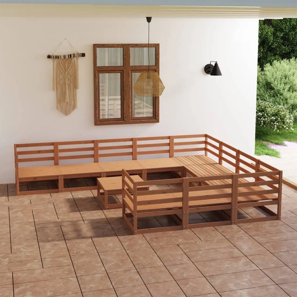 vidaXL Set mobilier de grădină, 11 piese, lemn masiv de pin
