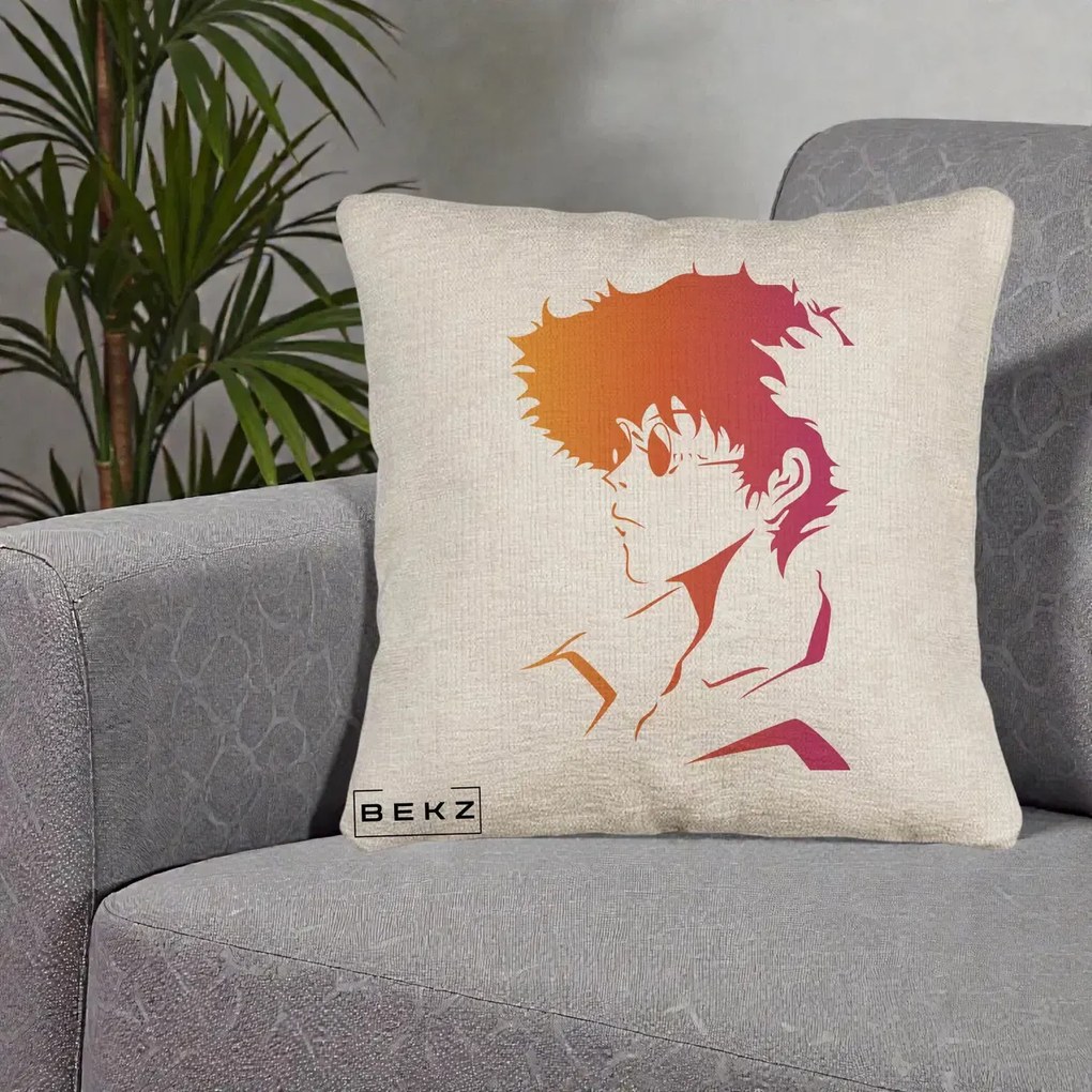 Perna Decorativa Cowboy Bebop Spike Silueta Gradient, 40x40 cm, Bej Canapea, Husa Detasabila, Perna Inclusa, BEKZ®