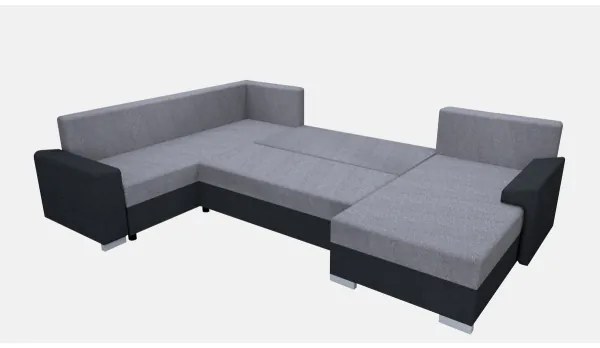 Canapea extensibilă în U OXFORD, tapițată, universală, negru/gri