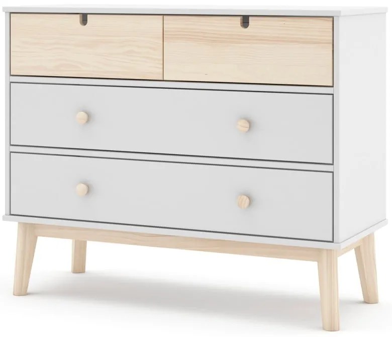 Comodă pentru copii albă joasă 100x81 cm Estefania – Marckeric