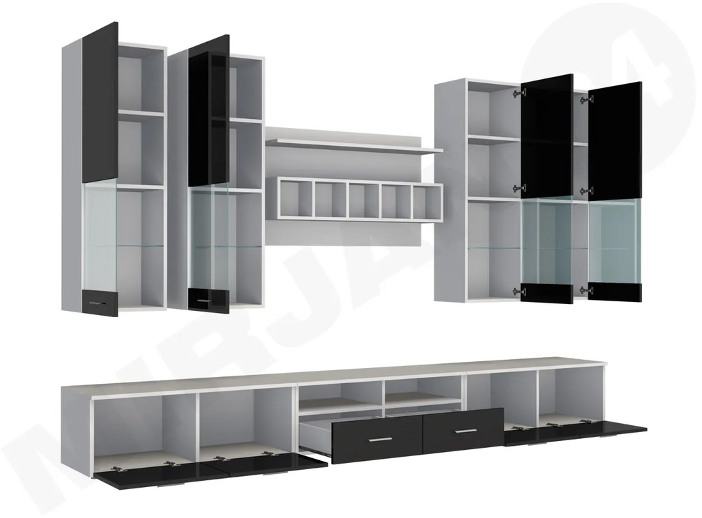 Mobilier living Octavia II (Alb + Negru lucios ). 1058182