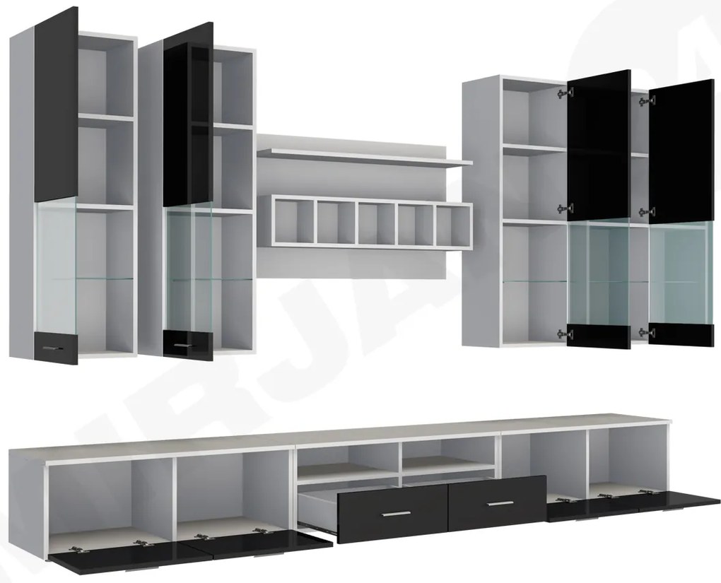 Mobilier living Octavia II (Alb + Negru lucios ). Promo -17%. 1058182