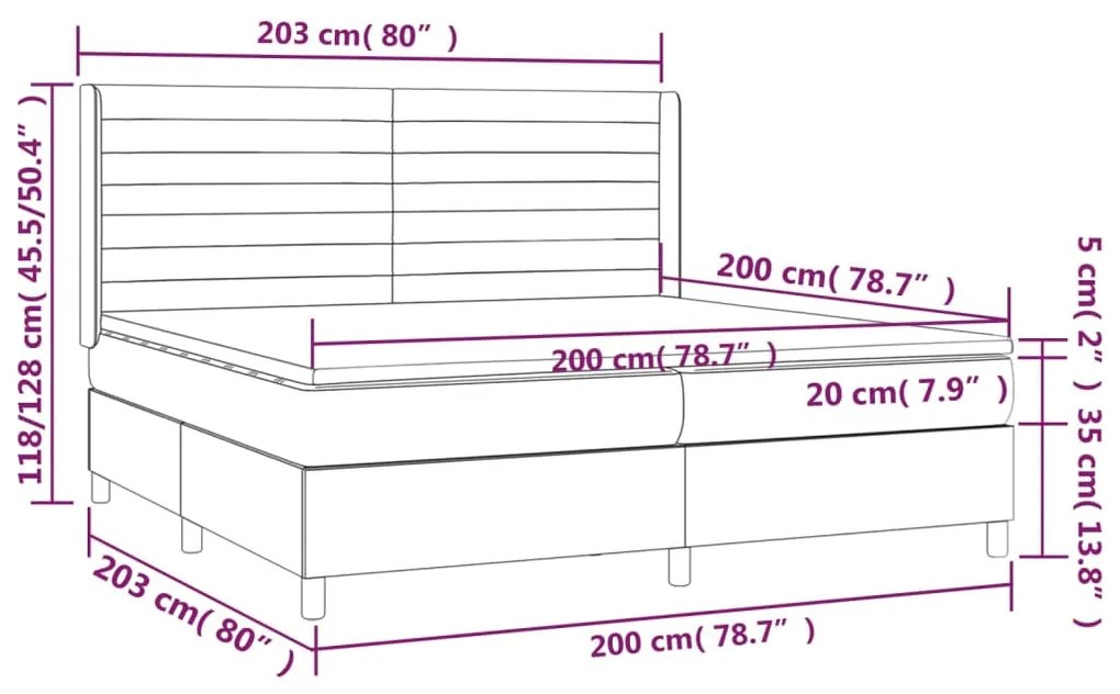 Pat box spring cu saltea, gri inchis, 200x200 cm, textil Morke gra, 200 x 200 cm, Benzi orizontale