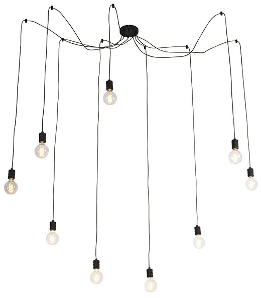 Lampă suspendată de design neagră cu 9 lumini - Cavalux