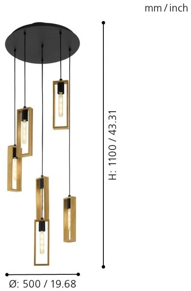 Eglo 49549 - Lustră pe cablu LITLETON 6xE27/60W/230V