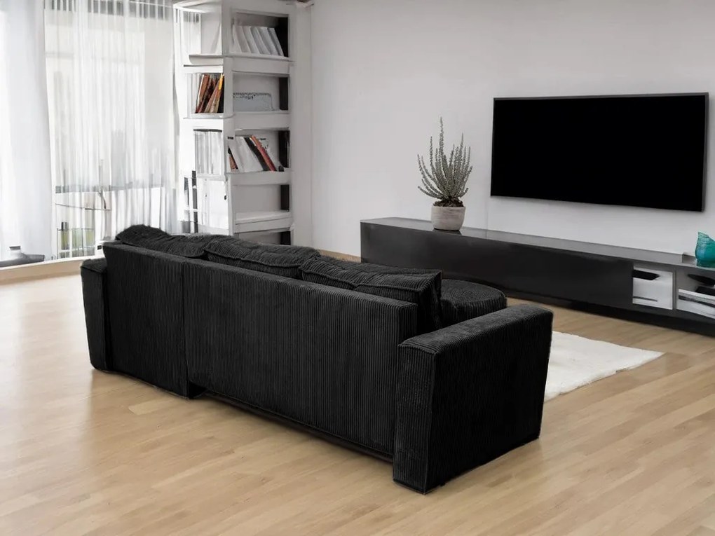 Canapea colt extensibila SMART COSARO negru, cu colt bilateral + 2 perne CADOU