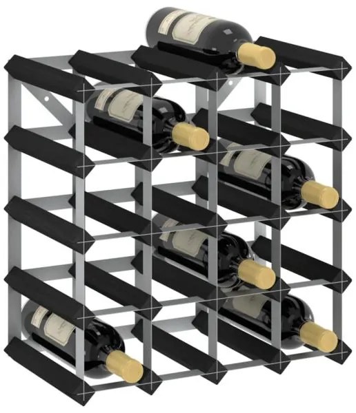 vidaXL Suport de vinuri, 20 sticle, negru, lemn masiv de pin