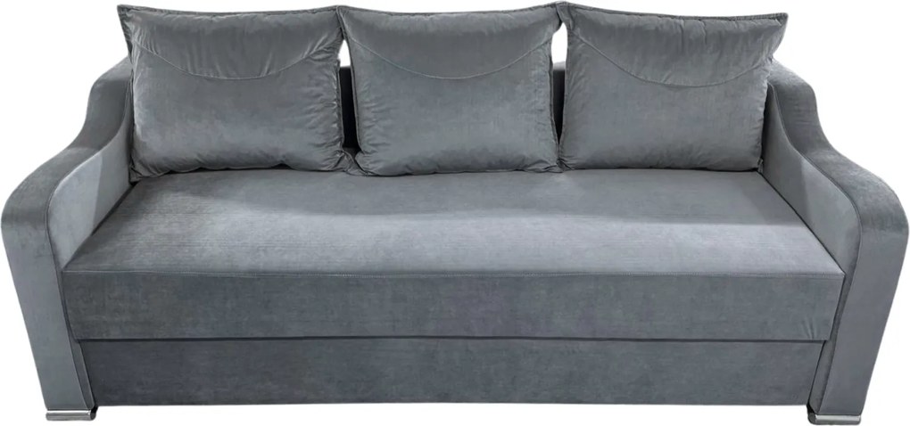 Canapea GIULIA extensibila, 3 locuri, cu lada de depozitare, catifea gri , 220x100x80 Gri