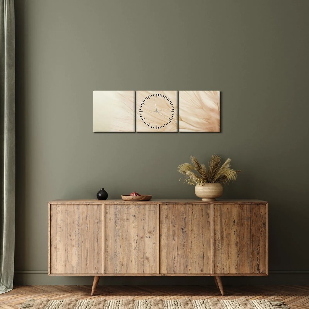 Tablou - Detaliu flori (cu ceas) (90x30 cm)