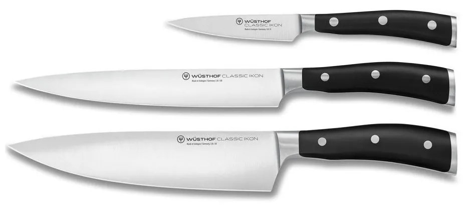 Wüsthof - Set 3 cuțite de bucătărie CLASSIC IKON, negru
