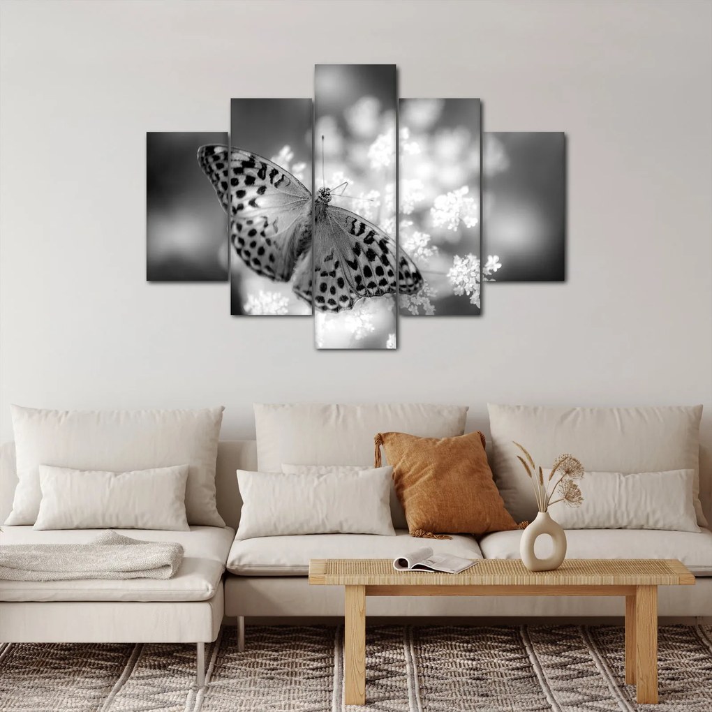 Tablou - Detailu cu fluture care polenizează floare (150x105 cm)