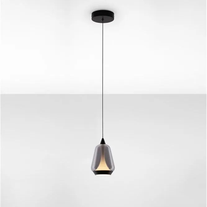 Pendul LED modern, Metal, Sticla, Fumuriu, ALISH