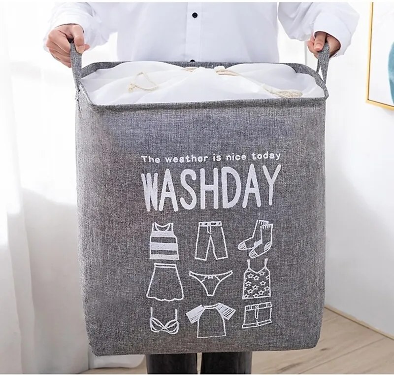 Cos pentru rufe cu snur WASHDAY 50x40x50 cm