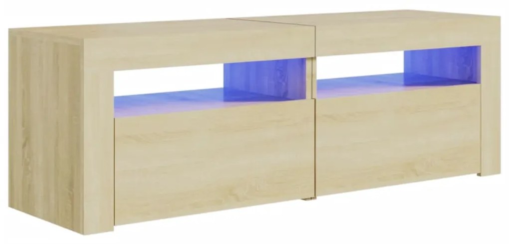 804358 vidaXL Comodă TV cu lumini LED, stejar Sonoma, 120x35x40 cm