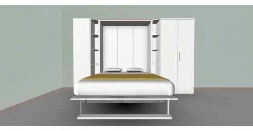 Set pat rabatabil dublu cu somiera inclusa,canapea si 2 dulapuri de 50 si 100 cm - ROYAL Wardrobes&Sofa Set (150X200)